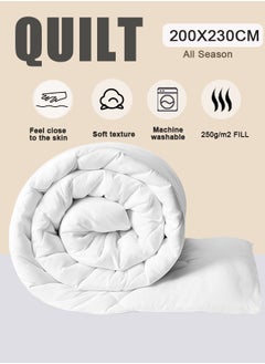 Arabest Comforter,All-Season Quilt,Soft Solid Duvet Microfiber White 200x230cm  - Image 1
