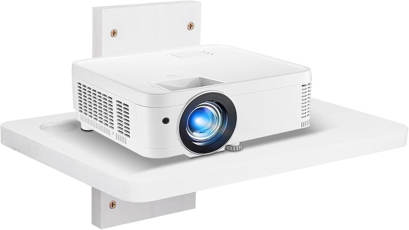 BEARUT Solid Wood White Mini Projector Mount and Wall Holder  Floating Shelf for Router Modem Cable Box  by Solid Wood - Image 1