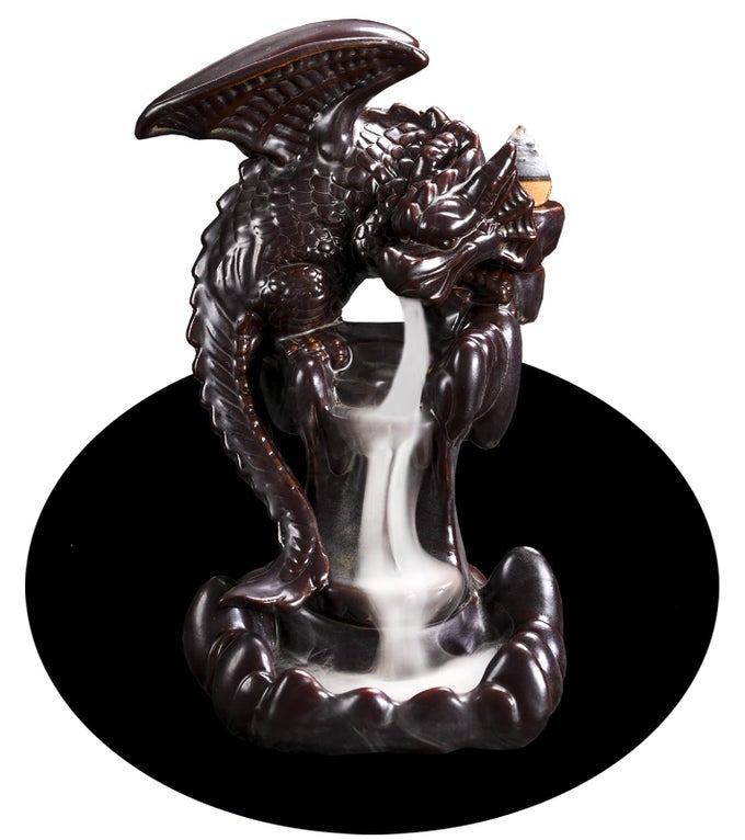 Dragon Backflow Incense Burner Waterfall Incense Holder Ornamen Statue Fountain Home Decor