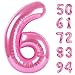 IWERP Pink 6 Balloon Number Balloons 40 Inch 6th Balloons for Birthday Decorations Pink Party Supplies 6 Birthday Balloon Number 6 Balloon - Image 2