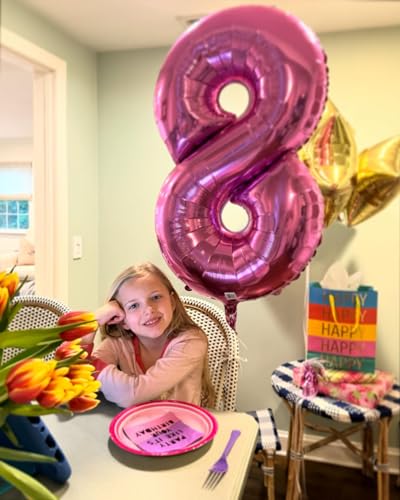 IWERP Pink 6 Balloon Number Balloons 40 Inch 6th Balloons for Birthday Decorations Pink Party Supplies 6 Birthday Balloon Number 6 Balloon - Image 5