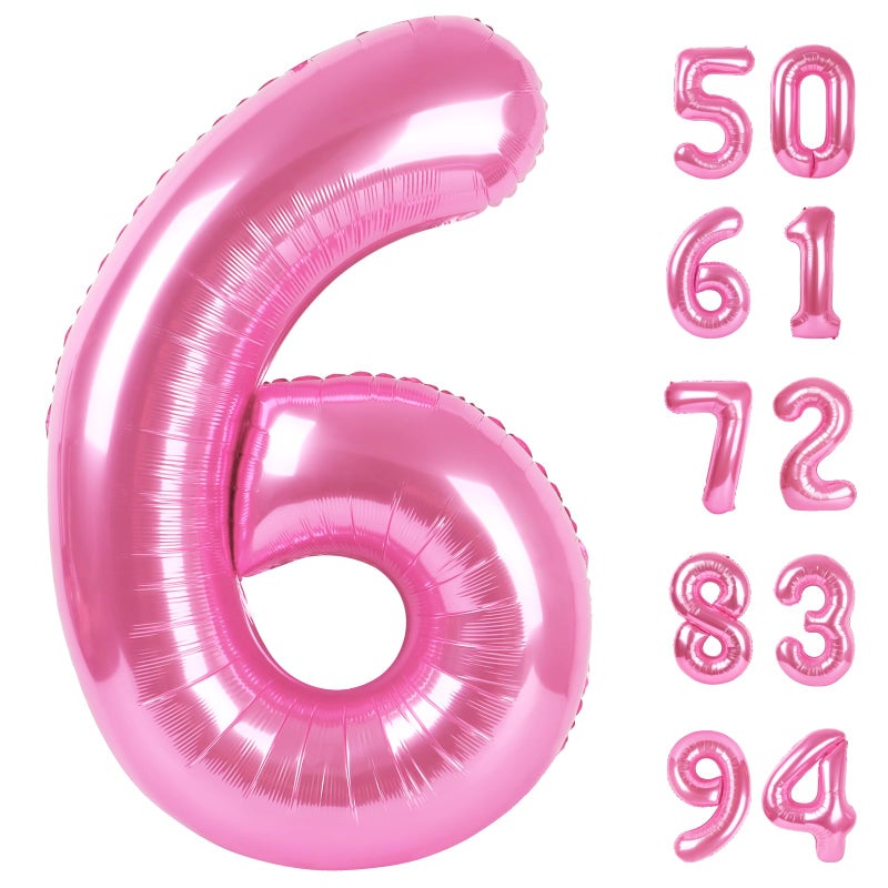 IWERP Pink 6 Balloon Number Balloons 40 Inch 6th Balloons for Birthday Decorations Pink Party Supplies 6 Birthday Balloon Number 6 Balloon - Image 3