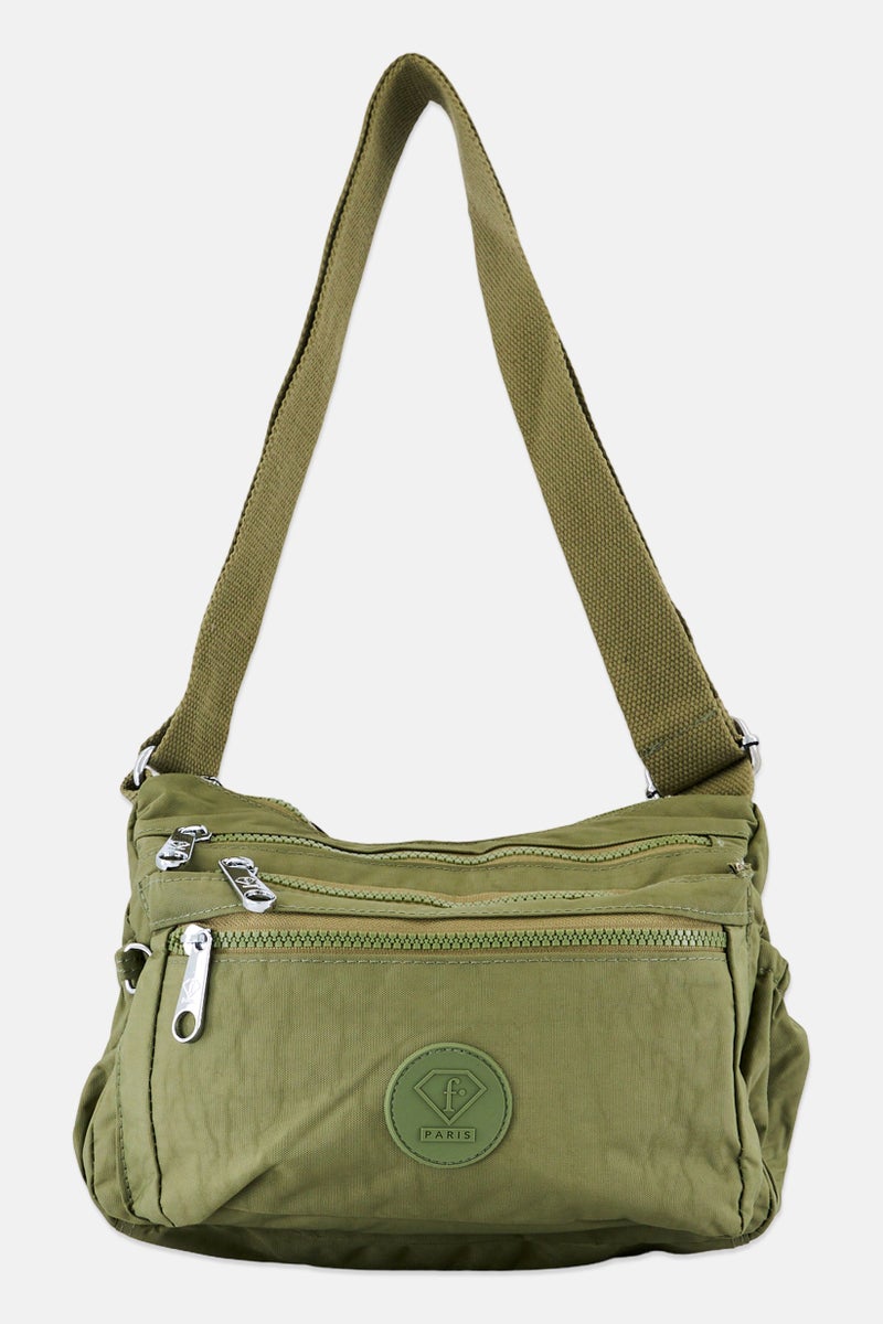 I Love Fashion Women Brand Logo Cross Body Bag, Olive - Image 1