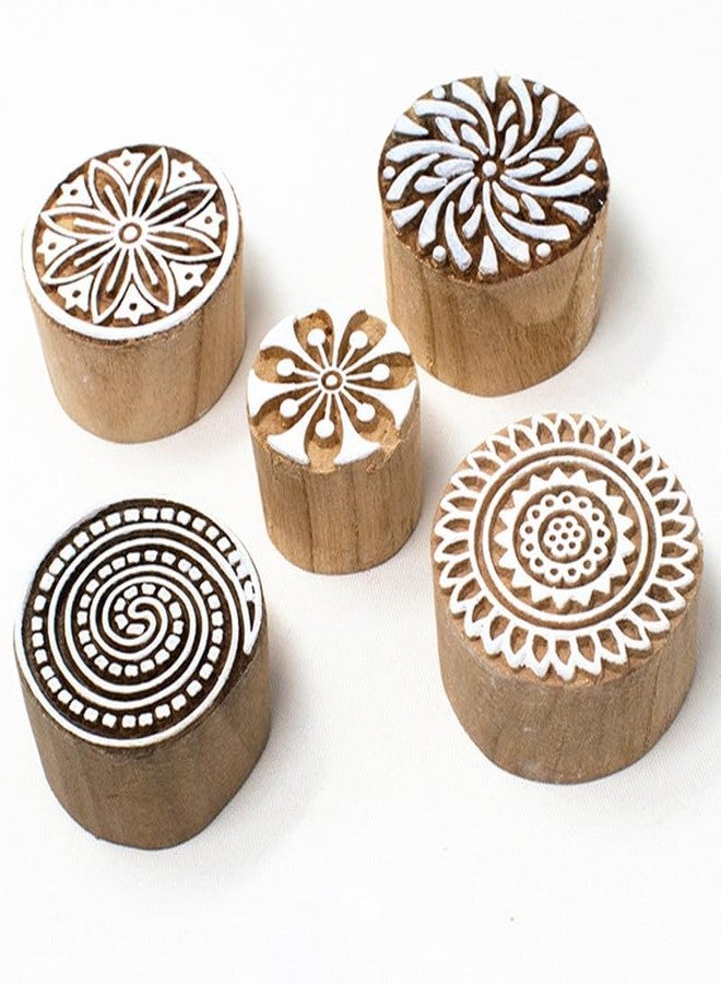 TWOGRAMS Wooden Printing Stamps - Blocks for Printing Saree Border/Dresses/Craft Card Making/Scrapbook/Clay Pottery | Set of 5 | TwoGrams - Image 2