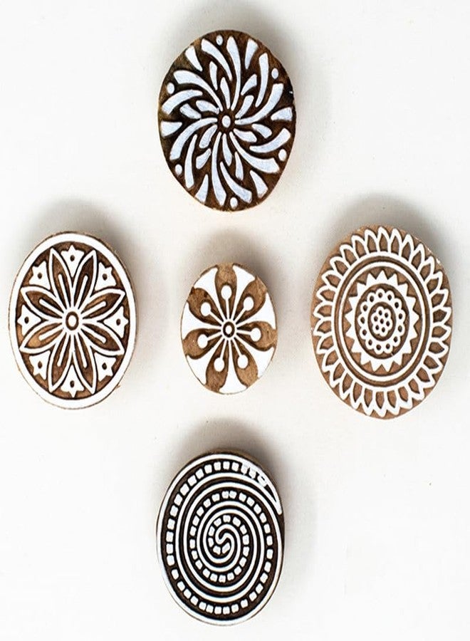 TWOGRAMS Wooden Printing Stamps - Blocks for Printing Saree Border/Dresses/Craft Card Making/Scrapbook/Clay Pottery | Set of 5 | TwoGrams - Image 1