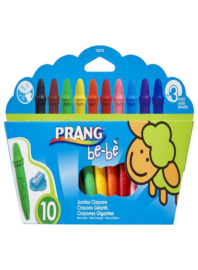 PRANG be-be Jumbo Crayons for Small Children, Washable, Includes Sharpener, Assorted Colors, 10-Pack (73010),Large - Image 3