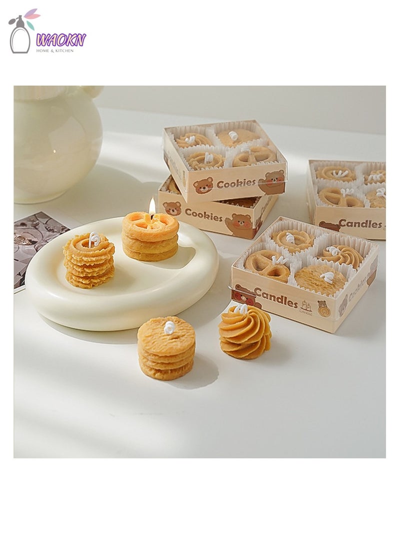 دبليو أيه أو كي أن 4 قطع من قوالب البسكويت الإبداعية، شمعة معطرة، صندوق هدايا معطر، هدية مصاحبة، هدية يدوية الصنع، شمع معطر، قهوة، حليب، شمع الصويا - Image 5