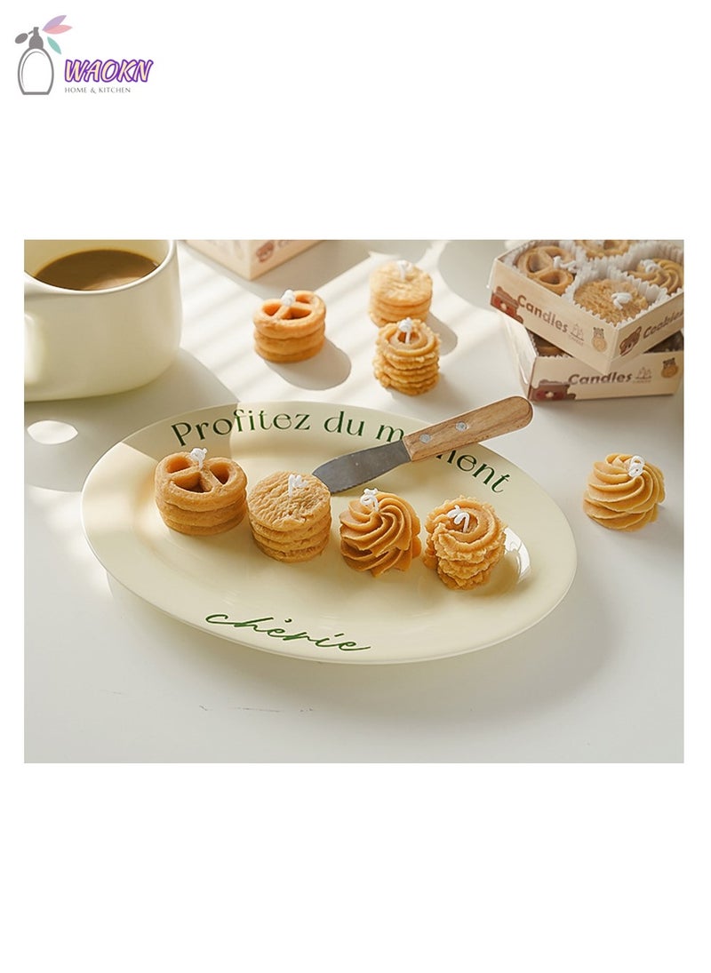 دبليو أيه أو كي أن 4 قطع من قوالب البسكويت الإبداعية، شمعة معطرة، صندوق هدايا معطر، هدية مصاحبة، هدية يدوية الصنع، شمع معطر، قهوة، حليب، شمع الصويا - Image 3