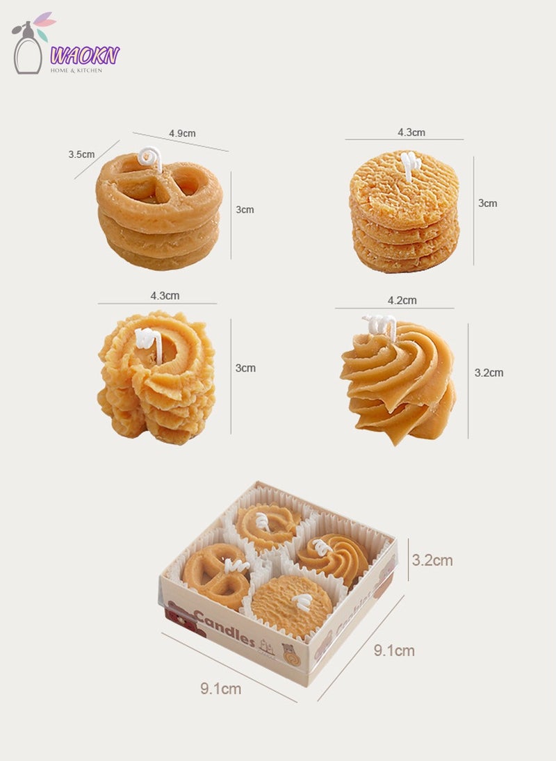 دبليو أيه أو كي أن 4 قطع من قوالب البسكويت الإبداعية، شمعة معطرة، صندوق هدايا معطر، هدية مصاحبة، هدية يدوية الصنع، شمع معطر، قهوة، حليب، شمع الصويا - Image 2