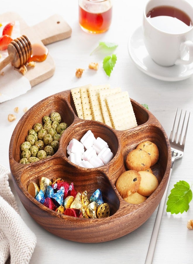 لوح تقطيع من خشب الأكاسيا من DRKLEAN، صواني تقديم لتزيين المنزل، منظم خشبي، أطباق سكر دائرية، أطباق فواكه، صينية وجبات خفيفة، وعاء فواكه، علبة مكسرات، طبق تقديم للمنزل والمطبخ - Image 4