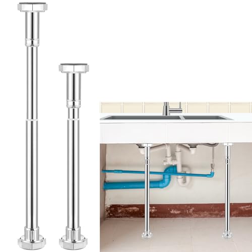 Blulu 2 Pcs Undermount Sink Brackets Stainless Steel Sink Support 1969315 Inch Adjustable Drill Free Support Legs Installation and Repair Kit for Kitchen and Bathroom Silver - Image 1