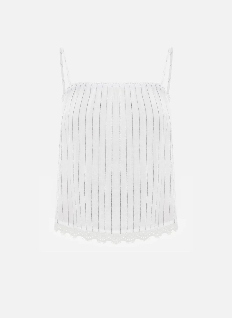 Lichi Viscose top with thin straps and openwork trim