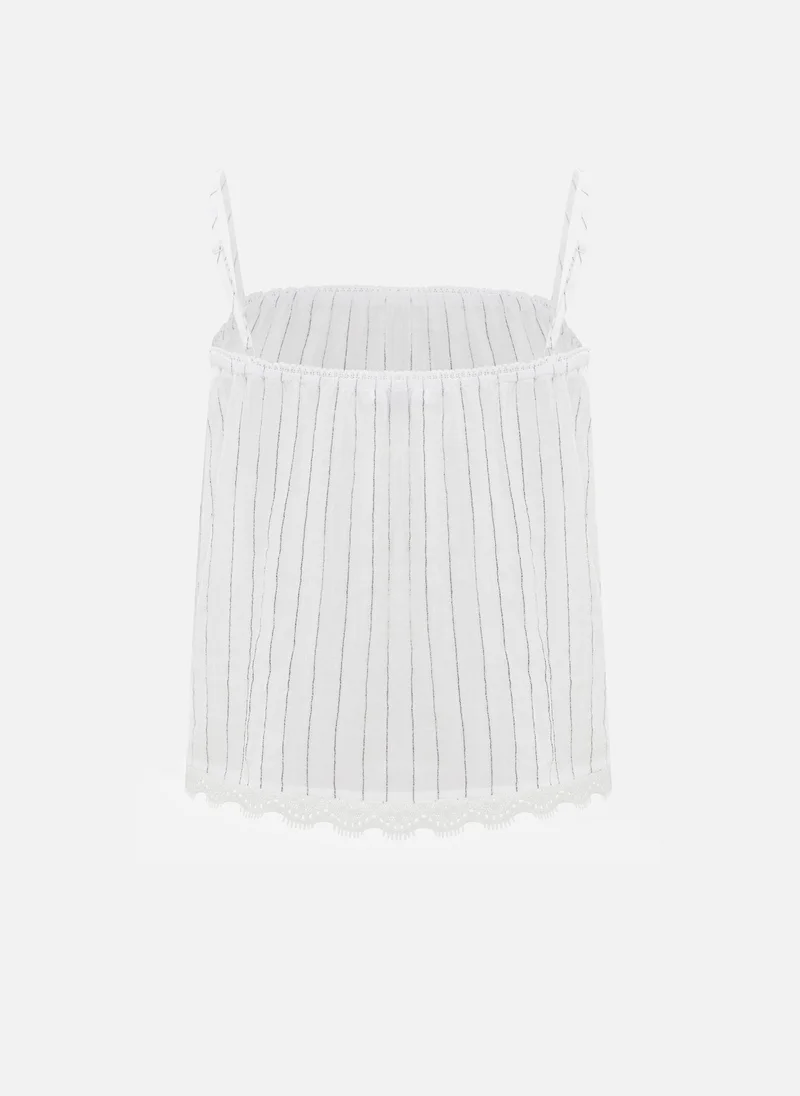Lichi  Viscose top with thin straps and openwork trim for Women | Best Price UAE