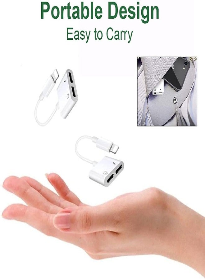 esbeecables Dual Lightning iPhone Splitter & Charge Dongle Adapter,[Apple MFi Certified]4 in 1 Audio+Charge+Call+Volume Control Headphones Audio Adapter Compatible with iPhone14/13/12/11/XS/XR/8/7 iPad/iPod White - Image 2