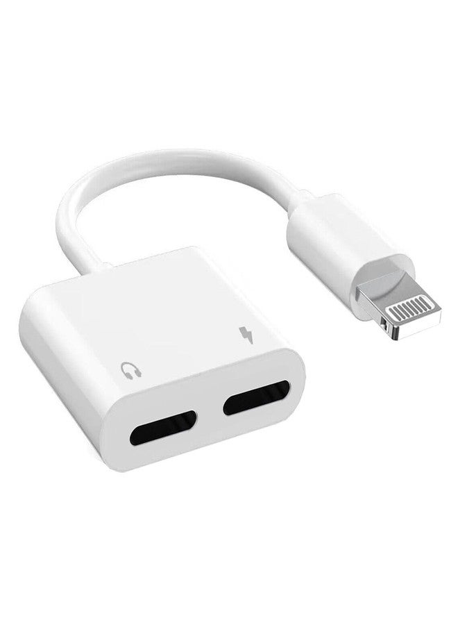 esbeecables Dual Lightning iPhone Splitter & Charge Dongle Adapter,[Apple MFi Certified]4 in 1 Audio+Charge+Call+Volume Control Headphones Audio Adapter Compatible with iPhone14/13/12/11/XS/XR/8/7 iPad/iPod White - Image 1