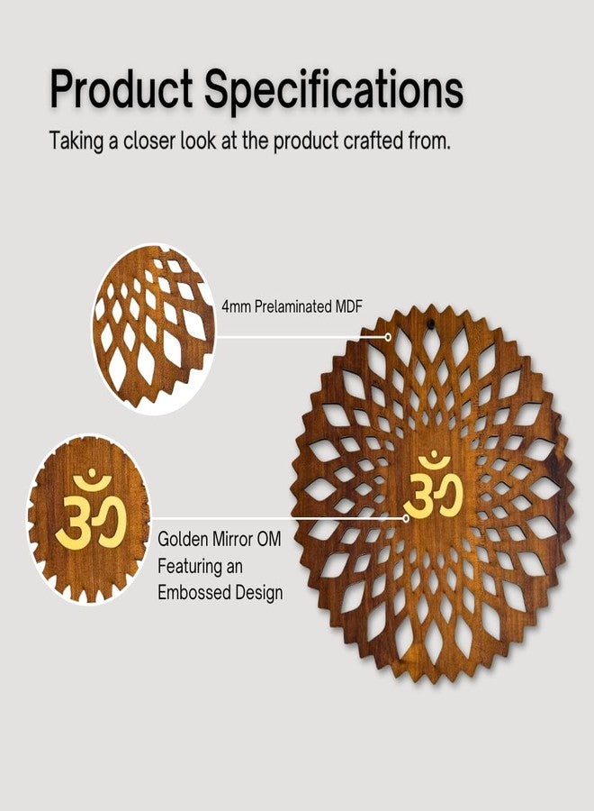 Gloridec Wooden Om Wall Hanging | 12x12 inch Spiritual Wall Art with Golden Om Symbol | Engineered Wood Art for Home, Office & Temple Décor | Traditional Hindu Gift Item - Image 3