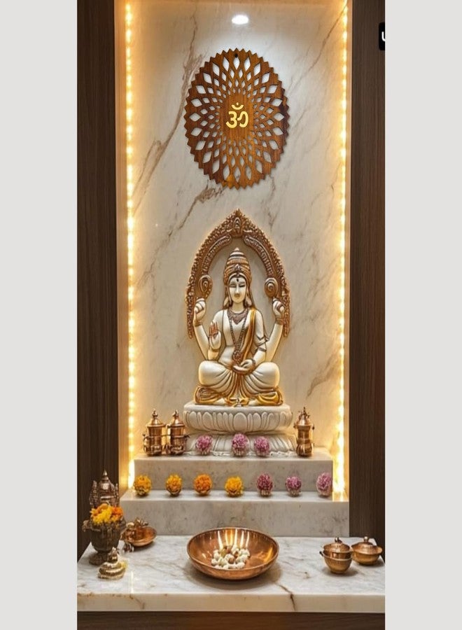 Gloridec Wooden Om Wall Hanging | 12x12 inch Spiritual Wall Art with Golden Om Symbol | Engineered Wood Art for Home, Office & Temple Décor | Traditional Hindu Gift Item - Image 5