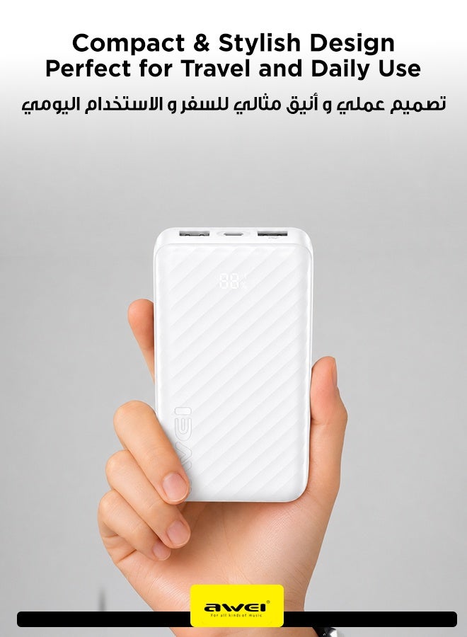 أوي باور بانك بسعة 20,000 ملي أمبير- شاحن محمول مزود بمنفذي USB سريعين، تصميم صغير الحجم مناسب للسفر، متوافق مع الهواتف الذكية و الأجهزة اللوحية و أجهزة الألعاب  وأجهزة البلوتوث و غيرها 20000 mAh - Image 2