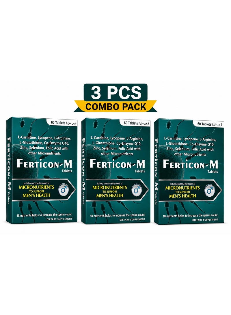 Ferticon M Capsules 30's 3 PCS | Male Fertility & Sperm Health Dietary Supplement