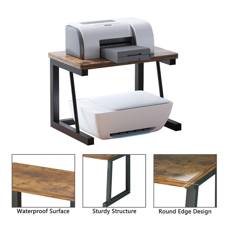 WRITECRY Printer Stand, 2-Tier Desktop Printer Shelf for 3D Laser Printer, Copier, Durable Wood Storage Organizer for Home Office Kitchen, 22.5" W*14.8" D*15" H (2-Tier, Black) - Image 5