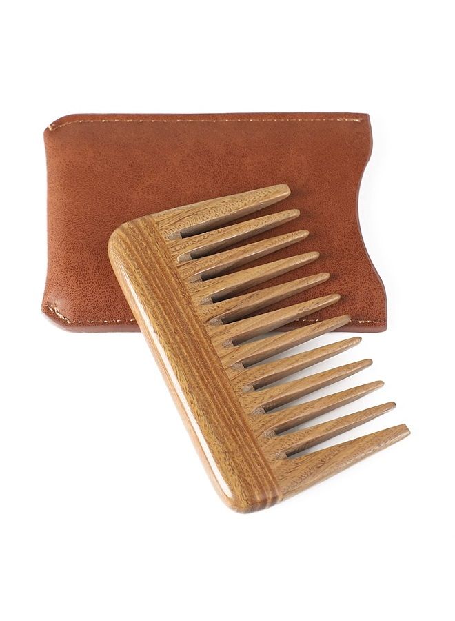 OneDor Handmade 100% Natural Green Sandalwood Hair Combs -Anti-Static Sandalwood Scent Natural Hair Detangler Wooden Comb (Extra Wide Tooth Mini Pocket Comb) - Image 1