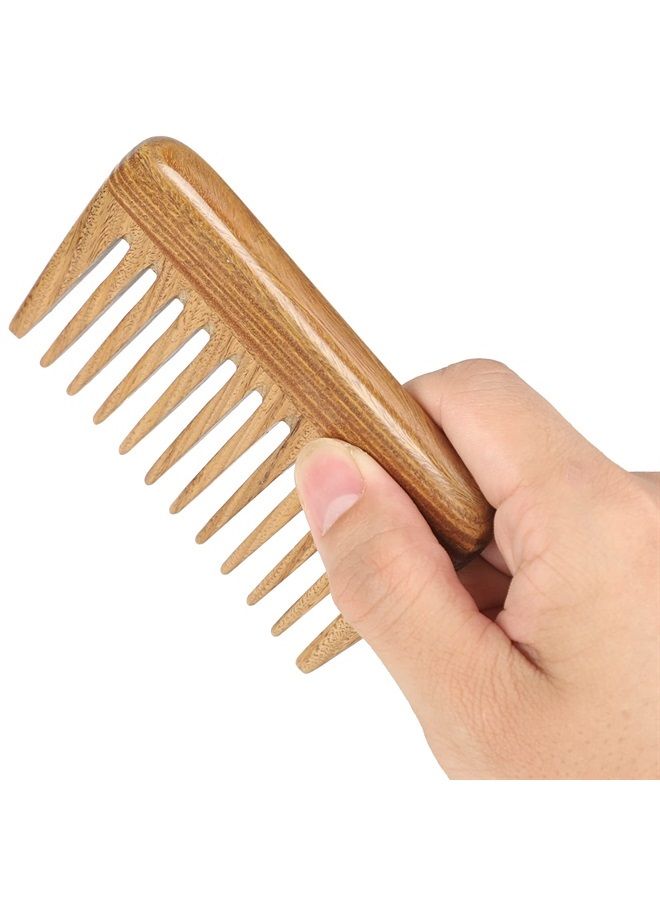 OneDor Handmade 100% Natural Green Sandalwood Hair Combs -Anti-Static Sandalwood Scent Natural Hair Detangler Wooden Comb (Extra Wide Tooth Mini Pocket Comb) - Image 5