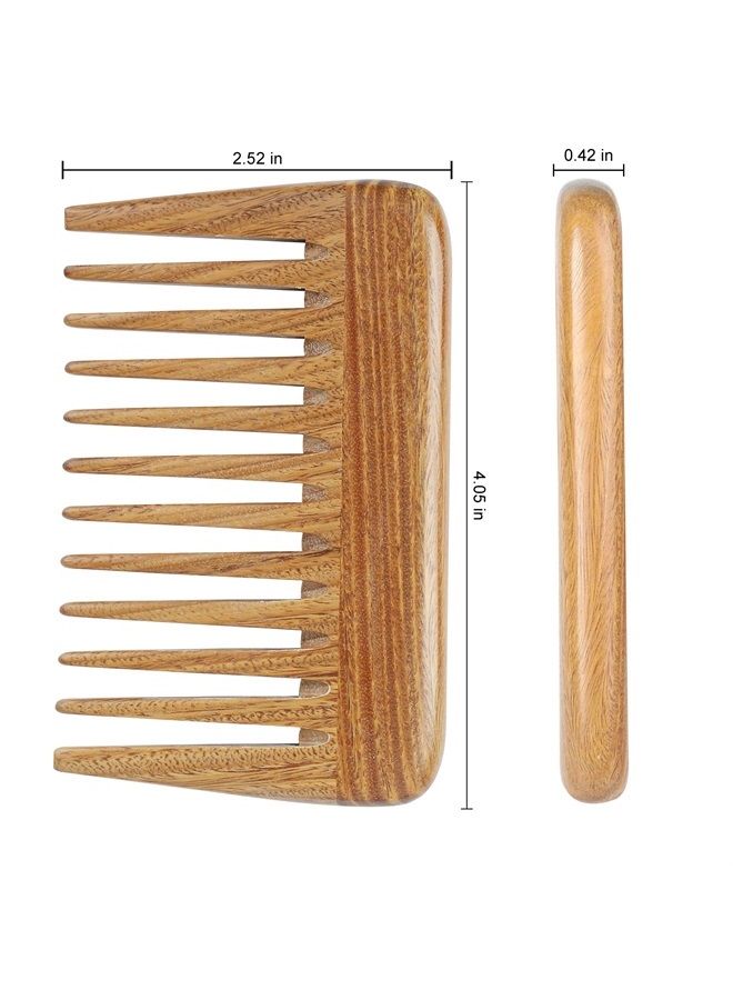OneDor Handmade 100% Natural Green Sandalwood Hair Combs -Anti-Static Sandalwood Scent Natural Hair Detangler Wooden Comb (Extra Wide Tooth Mini Pocket Comb) - Image 2