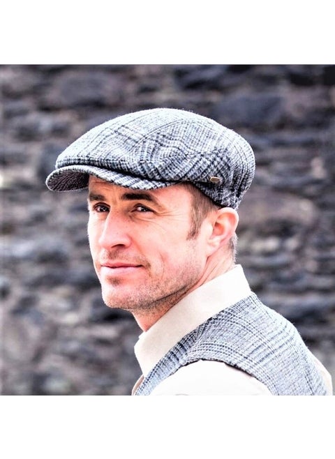Italian Pattern Men's Hat Wool London Cap with Elastic Back