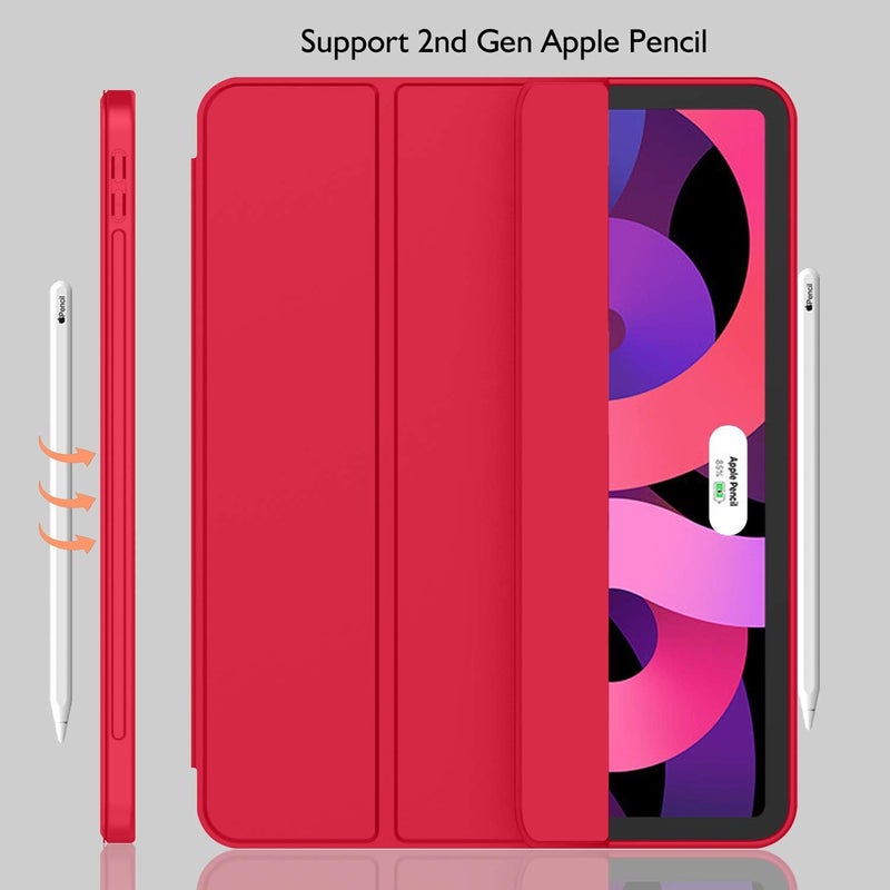 iMieet iPad Air 11 Inch Case M3(2025) / M2 (2024), iPad Air 5th/4th Generation Case 2022/2020 10.9 Inch with Pencil Holder,Trifold Stand Smart Case with Soft TPU Back(Red) - Image 3