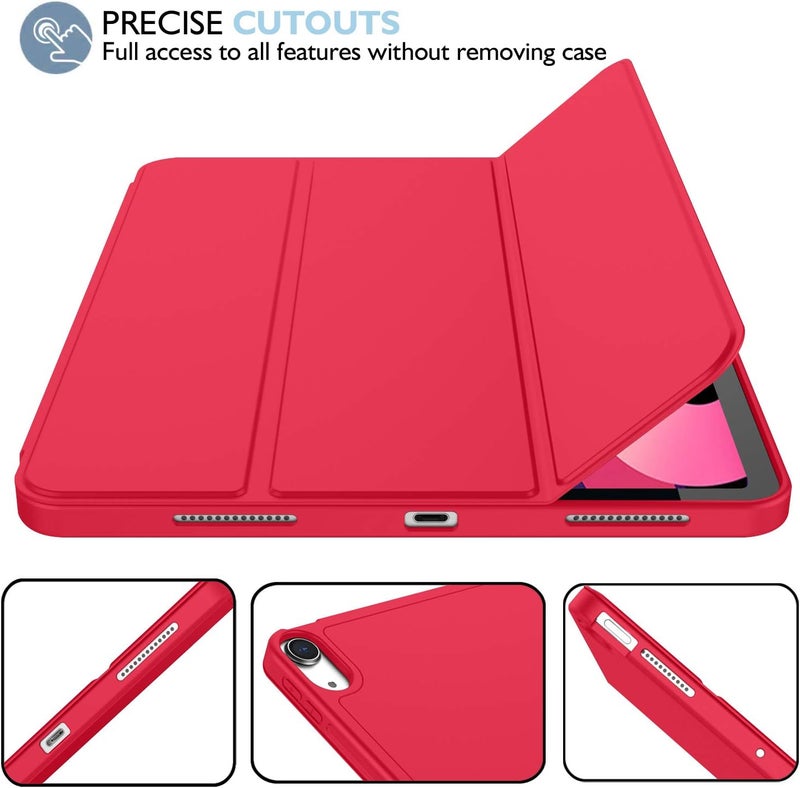 iMieet iPad Air 11 Inch Case M3(2025) / M2 (2024), iPad Air 5th/4th Generation Case 2022/2020 10.9 Inch with Pencil Holder,Trifold Stand Smart Case with Soft TPU Back(Red) - Image 4