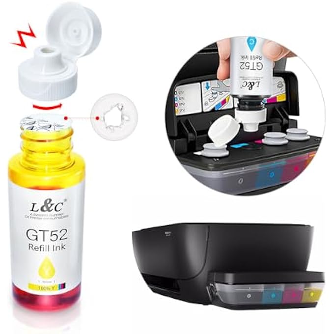 GT53XL 135ML GT52 70ML لطابعة HP DESKJET SMART GT TANK (عبوة كاملة من 4) - Image 3