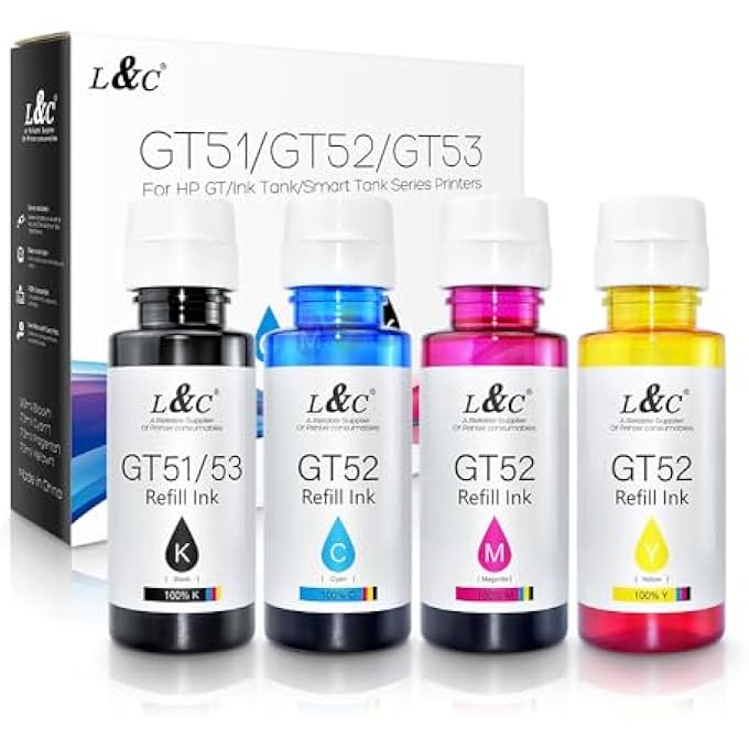 GT53XL 135ML GT52 70ML لطابعة HP DESKJET SMART GT TANK (عبوة كاملة من 4) - Image 1