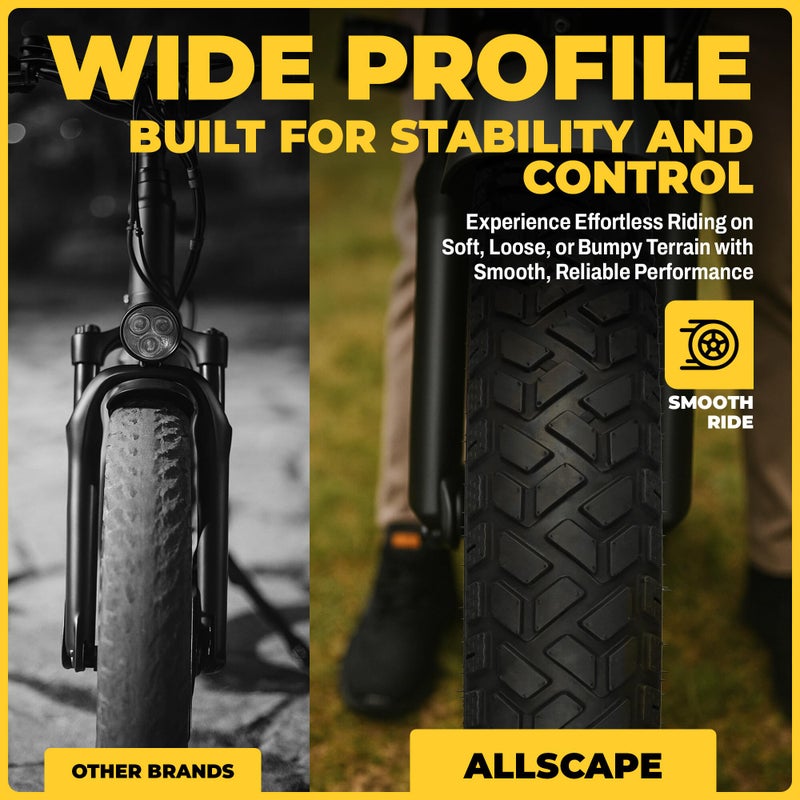 Happy Ebikes HEB Allscape 24x4.0 E-Bike Fat Tire â€“ Puncture Resistant 24 Inch Electric Bike Tire, 2X Thicker Heavy Duty 24x4 Ebike Tire for 24x4.0 Fat Tire E Bikes, All-Terrain Street & Trail â€“ 2 Pack - Image 3