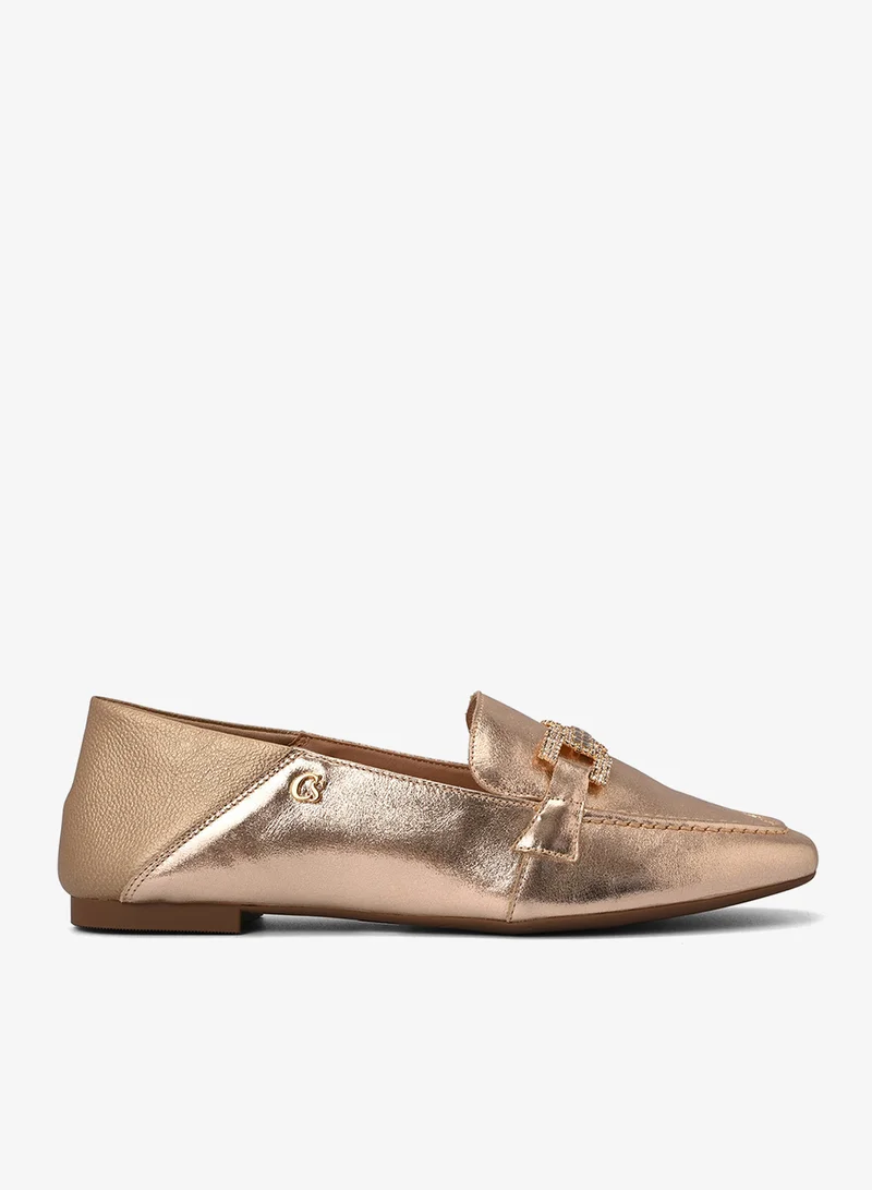 Carmen Steffens Gold Crystal Loafers