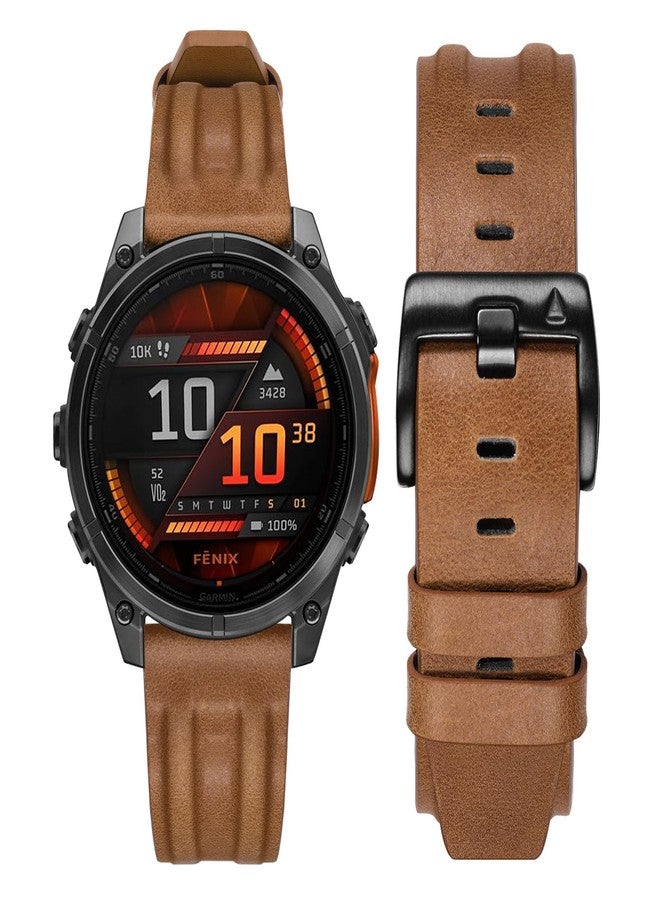 TRUMiRR Band for Garmin Fenix 8 47mm / E / 7/6 Pro / 5 Plus, 22mm Genuine Leather Watchband Quick Fit Strap for Instinct 3 Solar 45mm / Tactix 8 Epix Pro 47mm / Forerunner 965 - Image 1