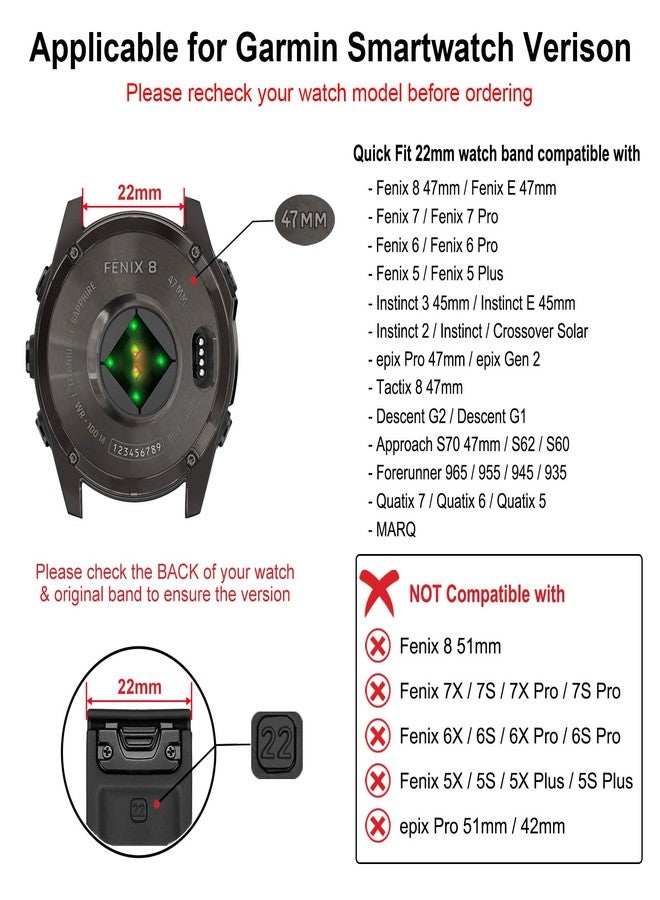 TRUMiRR Band for Garmin Fenix 8 47mm / E / 7/6 Pro / 5 Plus, 22mm Genuine Leather Watchband Quick Fit Strap for Instinct 3 Solar 45mm / Tactix 8 Epix Pro 47mm / Forerunner 965 - Image 5