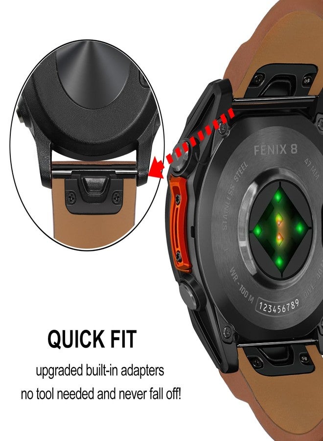 TRUMiRR Band for Garmin Fenix 8 47mm / E / 7/6 Pro / 5 Plus, 22mm Genuine Leather Watchband Quick Fit Strap for Instinct 3 Solar 45mm / Tactix 8 Epix Pro 47mm / Forerunner 965 - Image 2