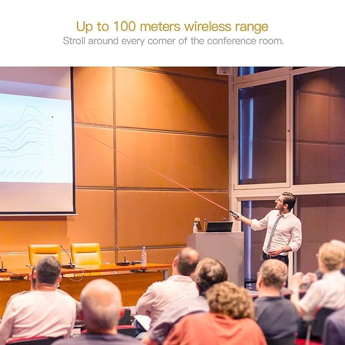 Viboton مؤشر ليزر | نطاق لاسلكي يصل إلى 20م | جهاز تقديم لاسلكي للعروض | مغير شرائح، قلم تحكم عن بُعد USB باور بوينت مع مشبك (أسود) - ضمان لمدة 2 سنوات - Image 4