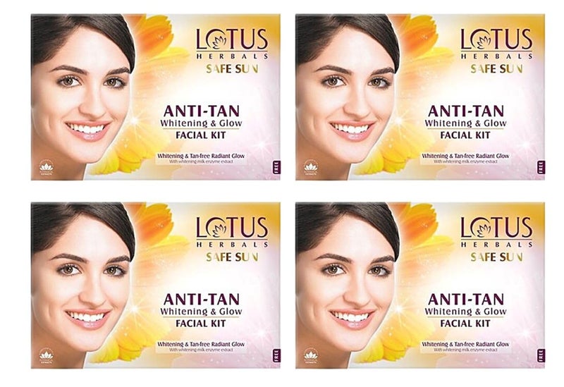 LOTUS HERBALS LOTUS Herbals SAFE SUN AntiTan Whitening Glow Facial Kit40g Pack of 4  - Image 1