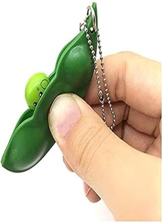 Squeeze-a-Bean,Soybean toy Keychain Set Prime, Soybean Stress Relieving Mobile Chain Fidget