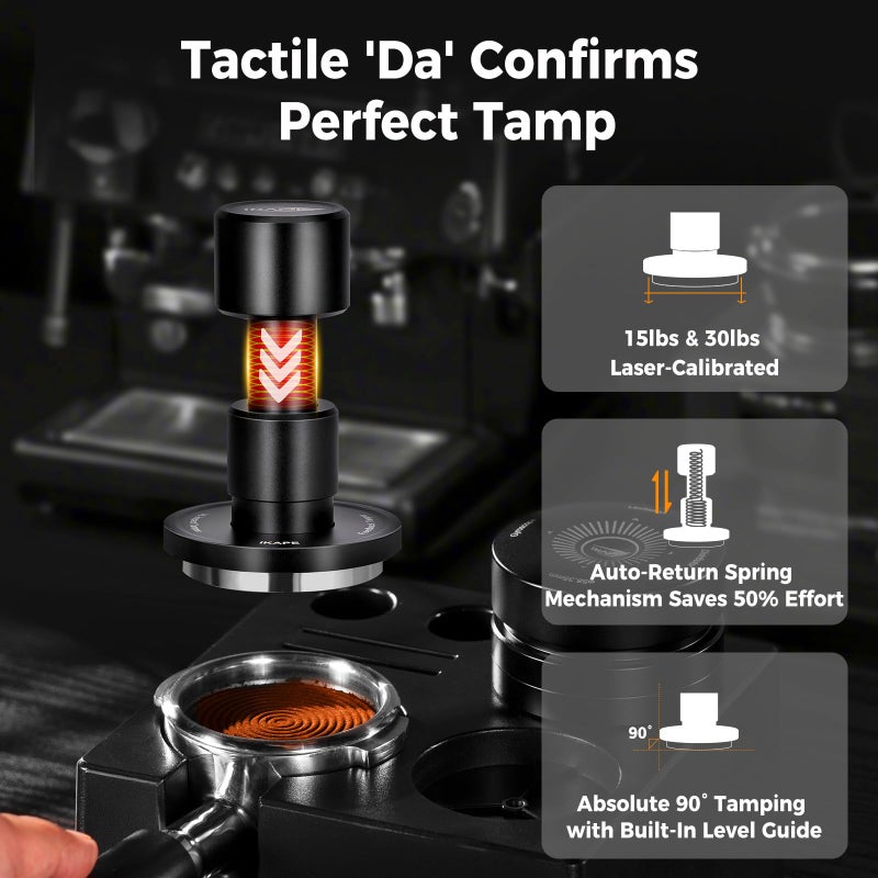 IKAPE 51MM V6 Impact Espresso Tamper with Sound Feedback, 15lb/30lb Interchangeable Springs, Espresso High Tamper with Triple-spring System, Fits 51mm portafilters - Image 3