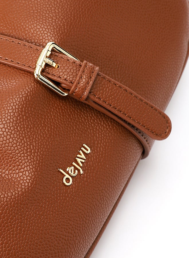 DejaVu Hobo Leather Plain Brown Handbag - Image 4