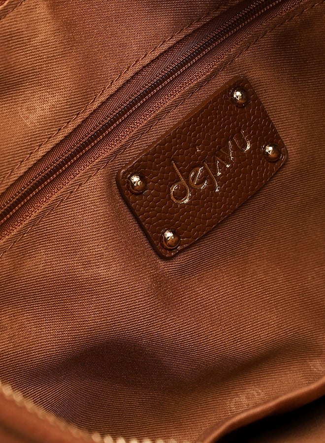 DejaVu Hobo Leather Plain Brown Handbag - Image 5