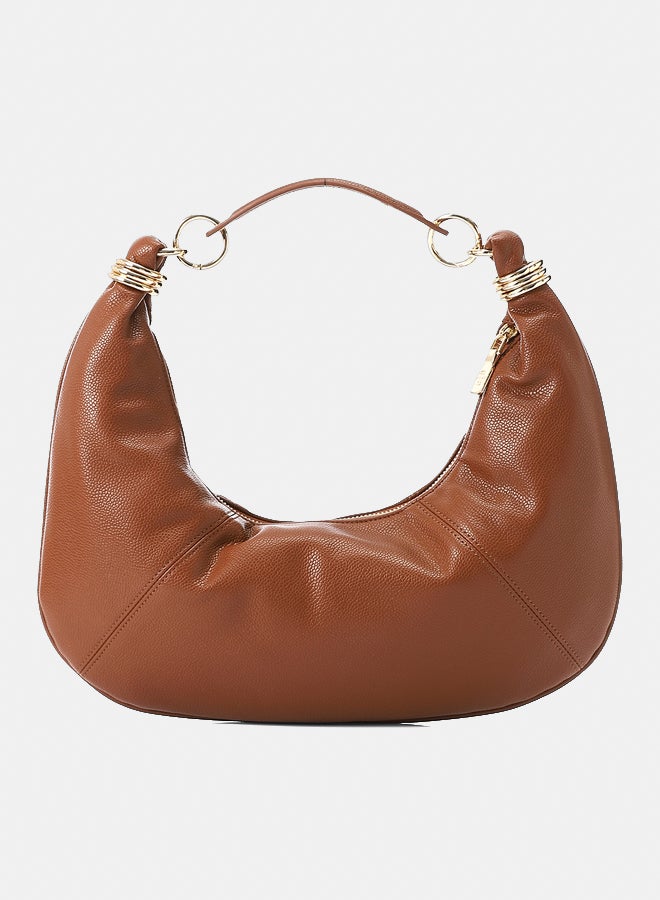 DejaVu Hobo Leather Plain Brown Handbag - Image 3