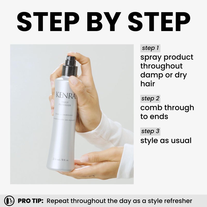 Kenra Professional Daily Provision Leave-In Conditioner | Hydrates, Detangles, & Adds Shine | Tames Frizz & Flyaways | Thermal Protection | Helps To Resist Humidity | All Hair Types | 8 fl. Oz - Image 3