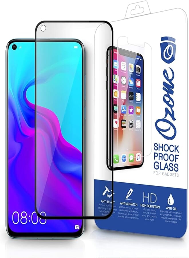 Ozone Huawei Nova 4 Tempered Glass 2.5D Full Cover Shock Proof Black Screen Protector