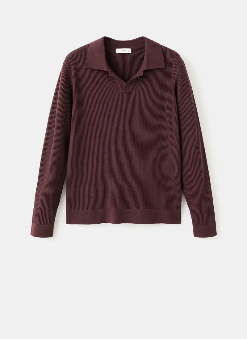 Mango Man  Cotton-blend ribbed polo sweater for Men | Best Price UAE