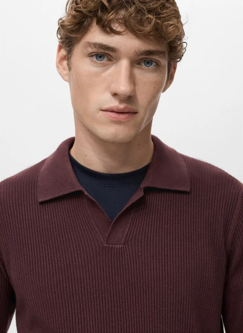 Mango Man  Cotton-blend ribbed polo sweater for Men | Best Price UAE