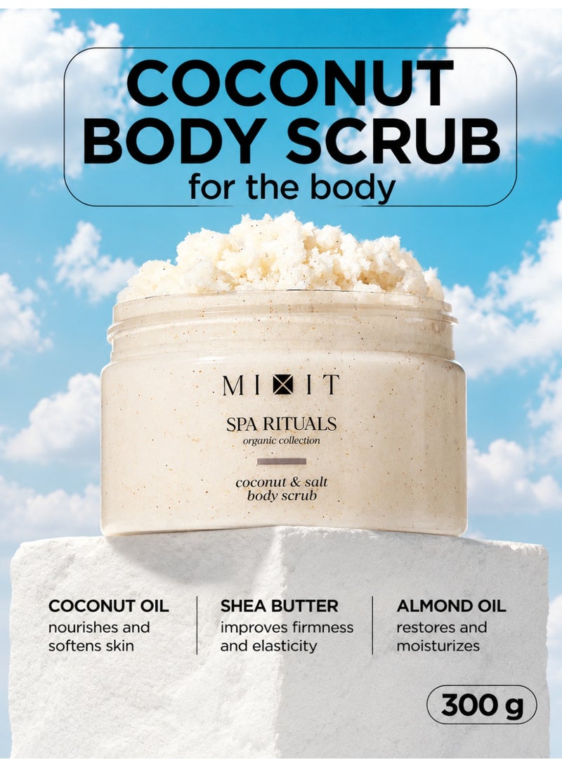 MIXIT Spa Rituals Coconut & Salt Exfoliating Body Scrub, Smoothing Sea Salt Scrub with Shea Butter, 300g - Image 3