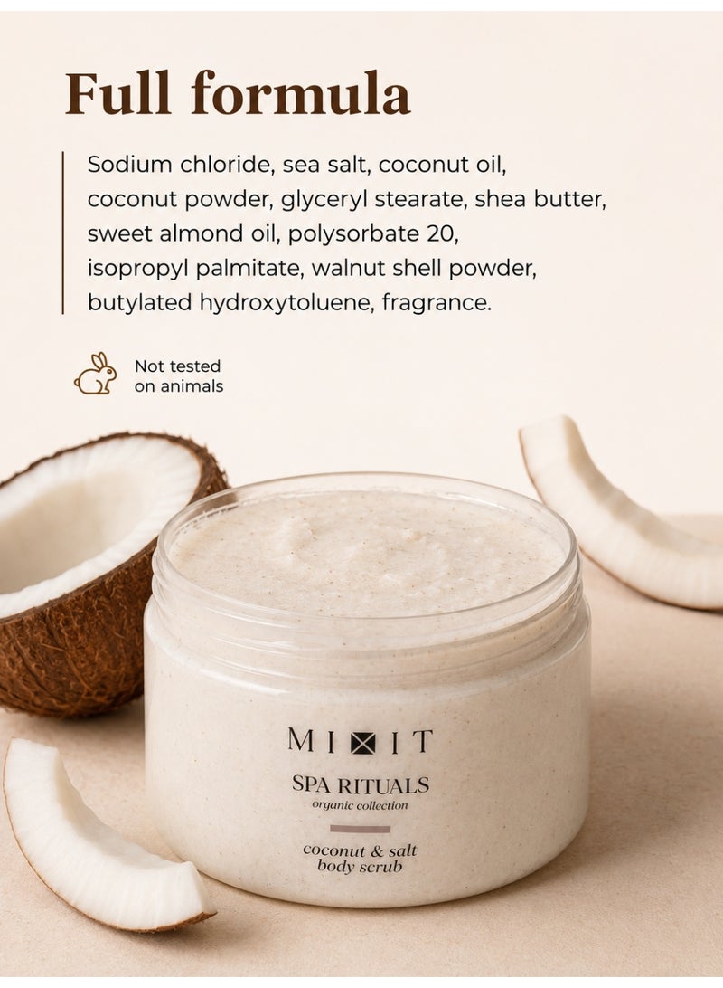 MIXIT Spa Rituals Coconut & Salt Exfoliating Body Scrub, Smoothing Sea Salt Scrub with Shea Butter, 300g - Image 2